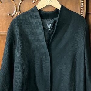 VINTAGE Eileen Fisher Textured Stand Up Collar Black Blazer size 1X